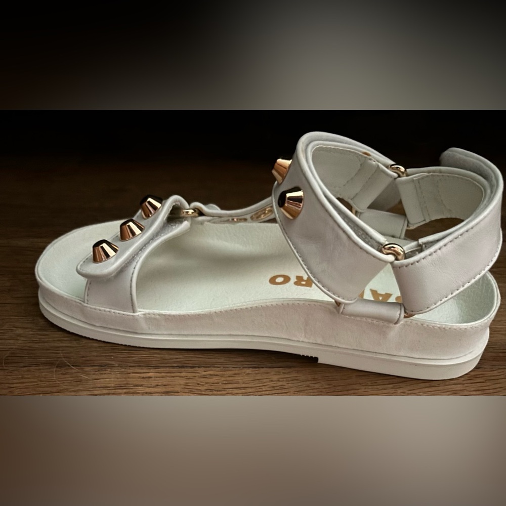 NIB Sandro Elympia Embellished Studded Leather Sandals Ecru White EU 36 Designer - Picture 9 of 13